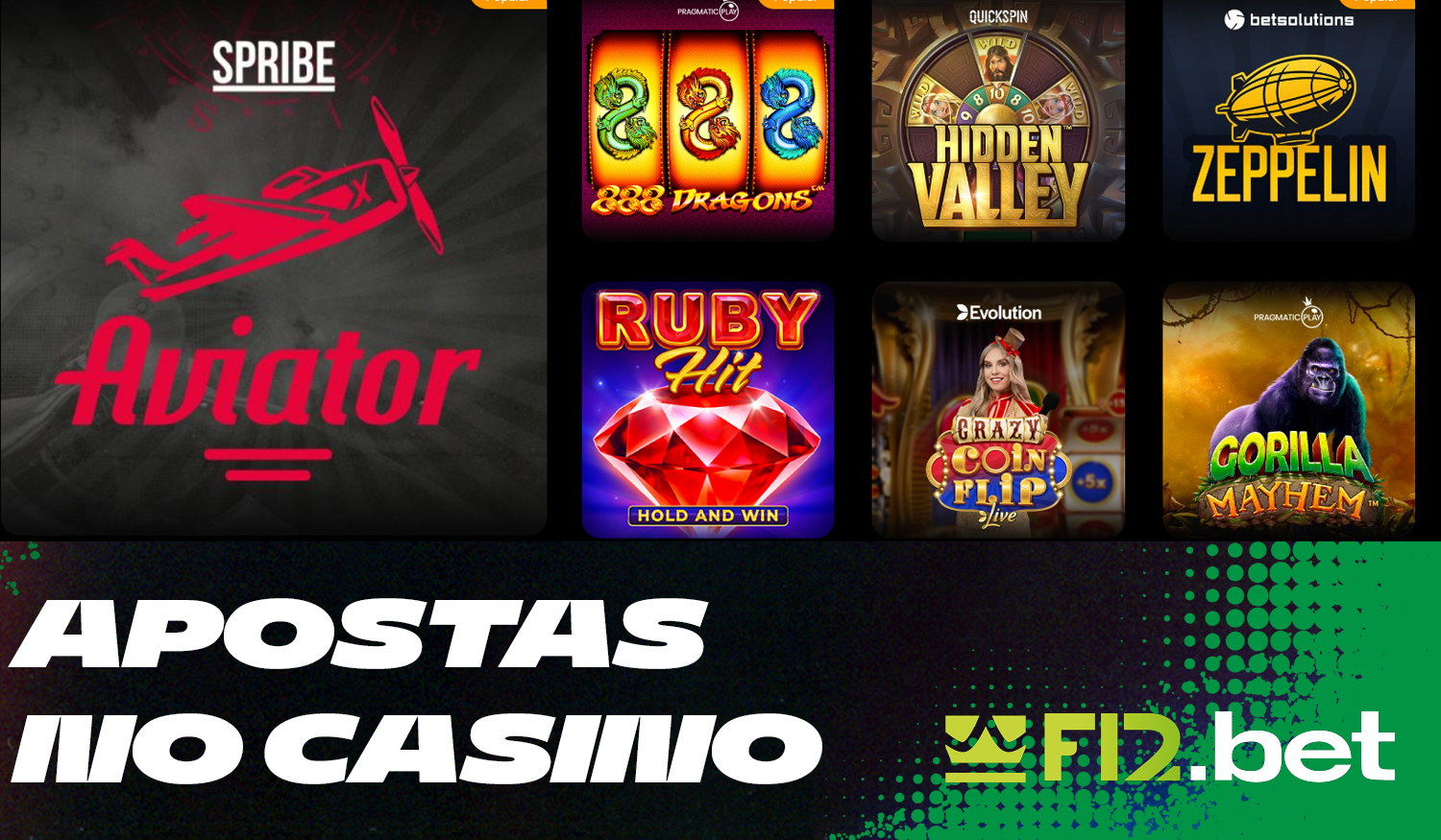 Características da secção de casino online na aposta F12 